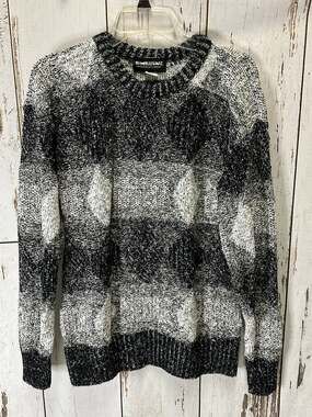 Vintage Expressions International Mens Sweater Black And White Chucky Knit